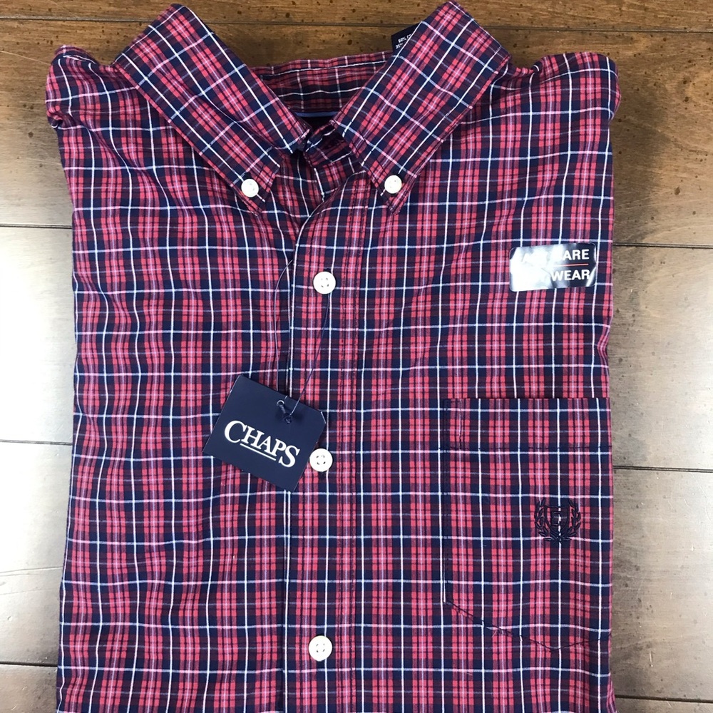 Chaps Navy and Red Checkered‎ Men's Shirt
